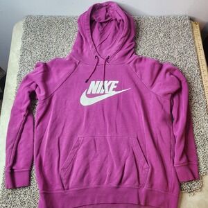 Nike Sweater Womens Medium Pink Hoodie Fleece‎ Pullover Sweatshirt Logo Swoosh